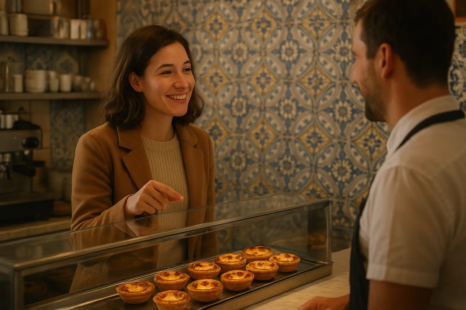 Student learning European Portuguese with tutor